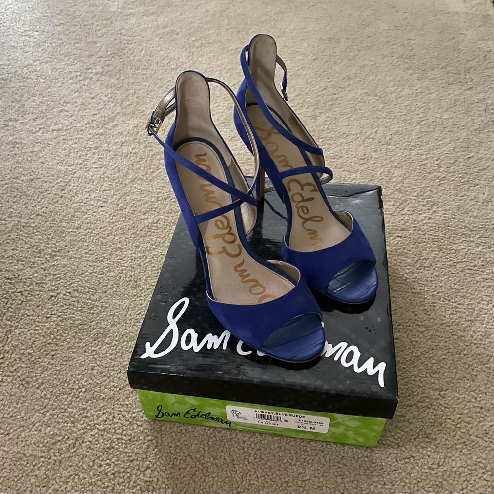 EUC Sam Edelman Blue Suede Heels 9.5